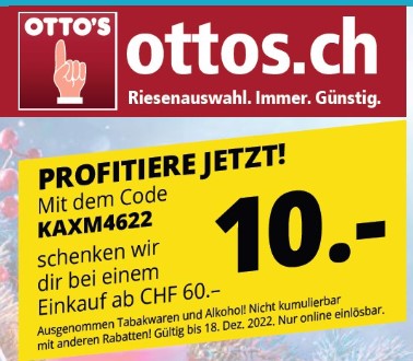 Neuer Otto S 10 CHF Gutschein G Ltig Bis 18 12 2022 Ab 60 CHF Preispirat   Screenshot 143 