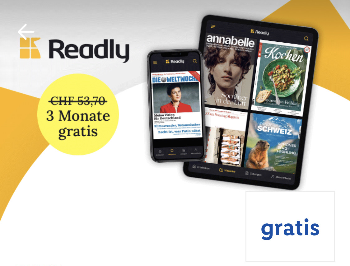 Readly 3 Monate (Neukunden) über Plus gratis - Lidl Preispirat