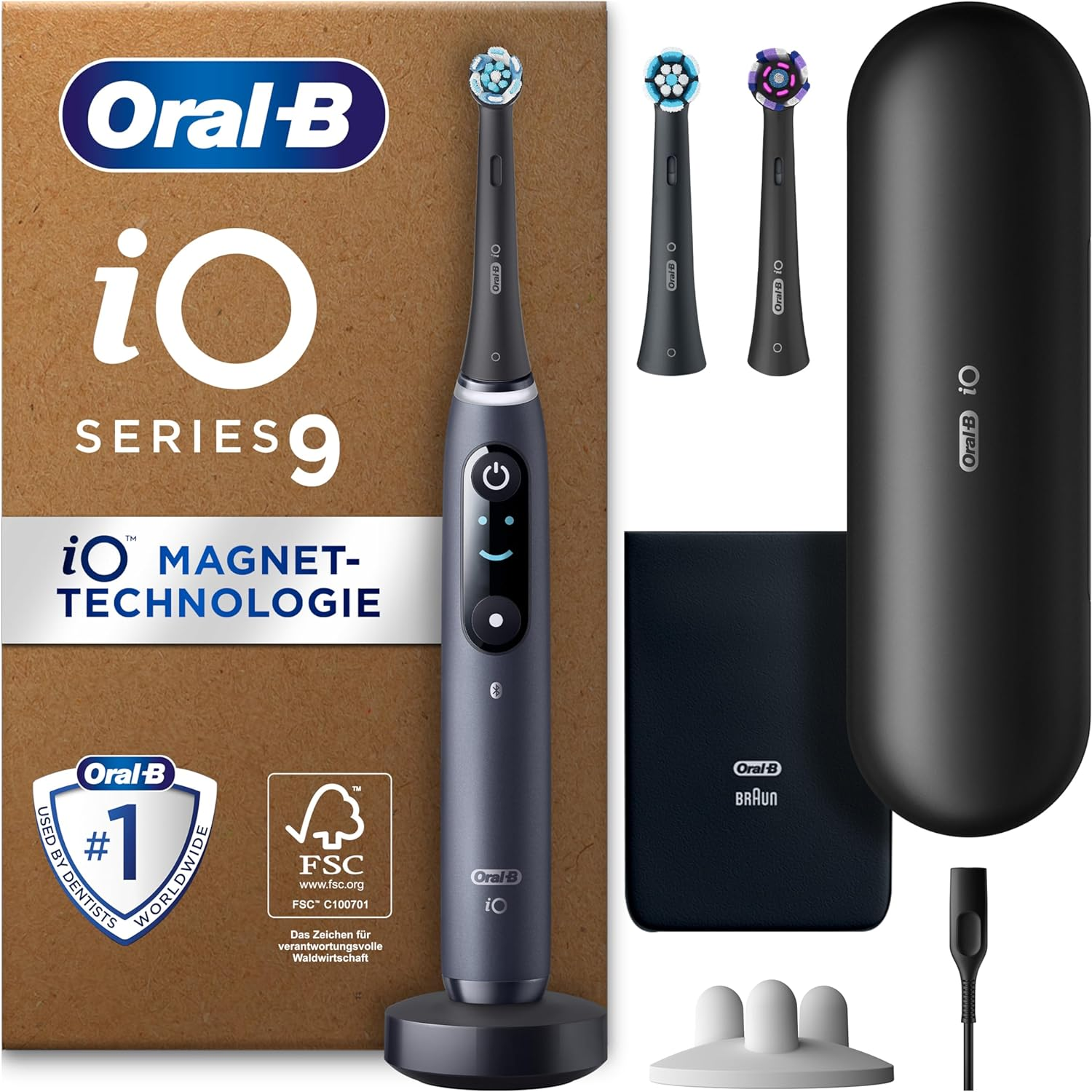 Oral-B iO Series 9 Plus Edition Elektrische Zahnbürste mit 3 Aufsteckbürsten und 7 Putzmodi bei Amazon