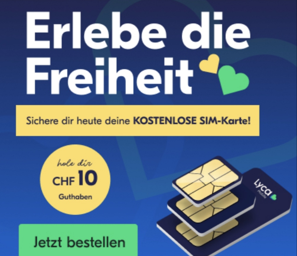 LycaMobile Gratis Prepaid Sim mit 10chf Guthaben