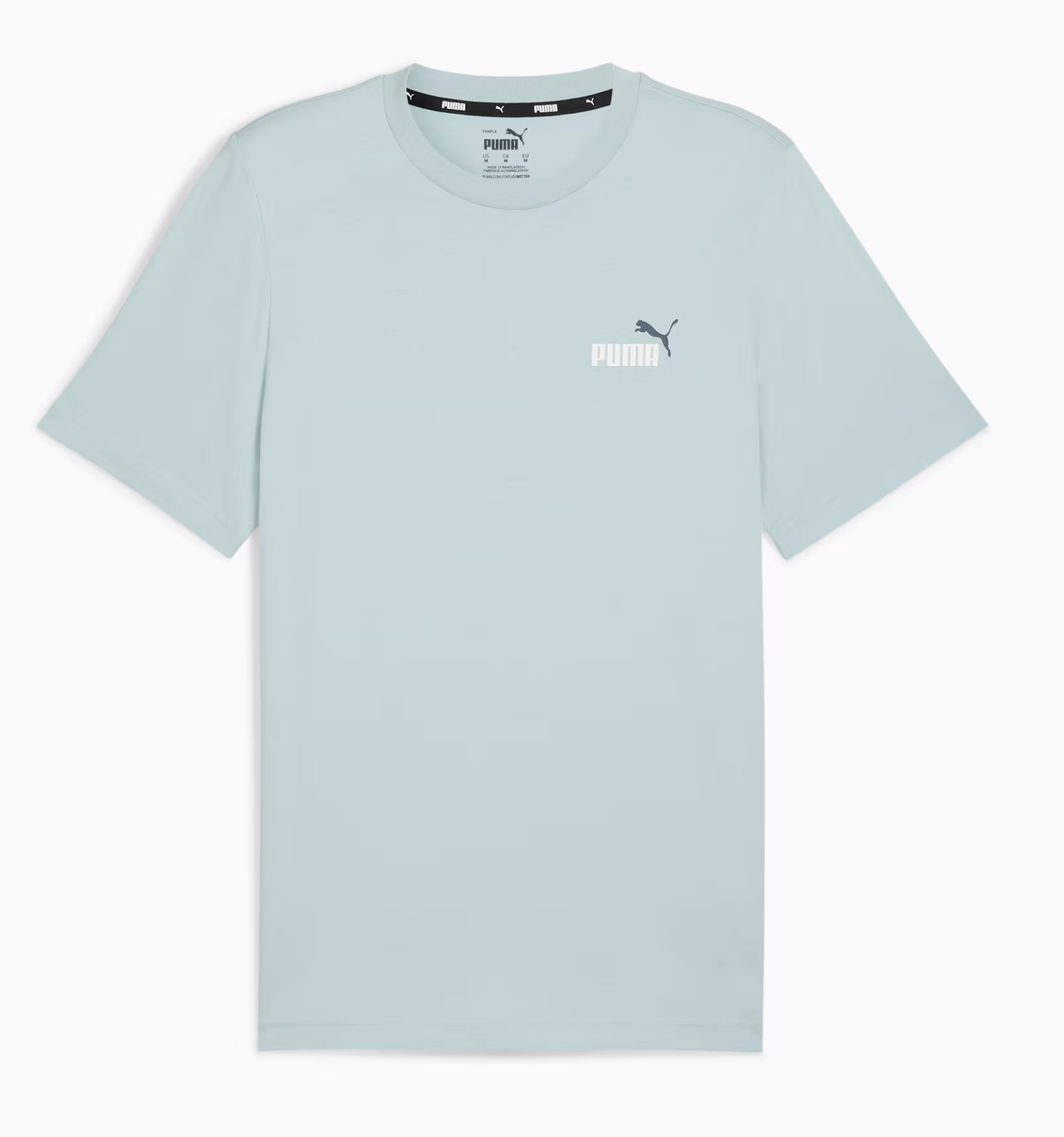 PUMA Unisex ESS+ 2 Col Small Logo Tee T-Shirts in der Farbe Frosted Dew und Galaktisches Grau bei Amazon