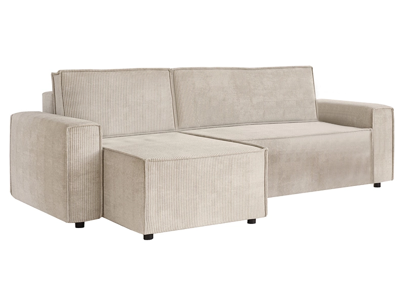 Schlichtes Ecksofa OUSSA mit Aufräumkasten & Bettfunktion (2.4m Länge) bei Conforama inkl. Versand