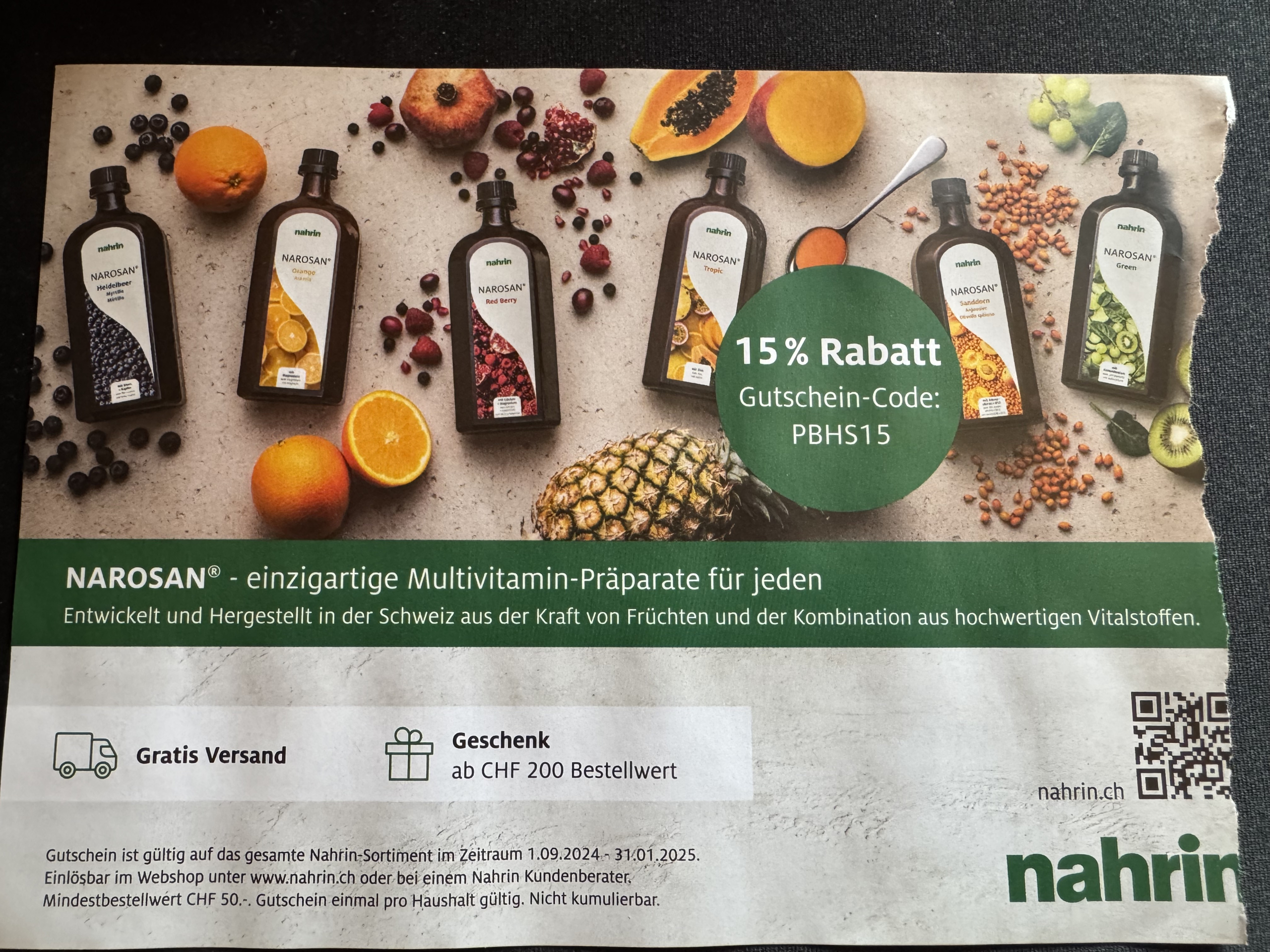 15% Rabatt auf gesamtes Sortiment bei Nahrin