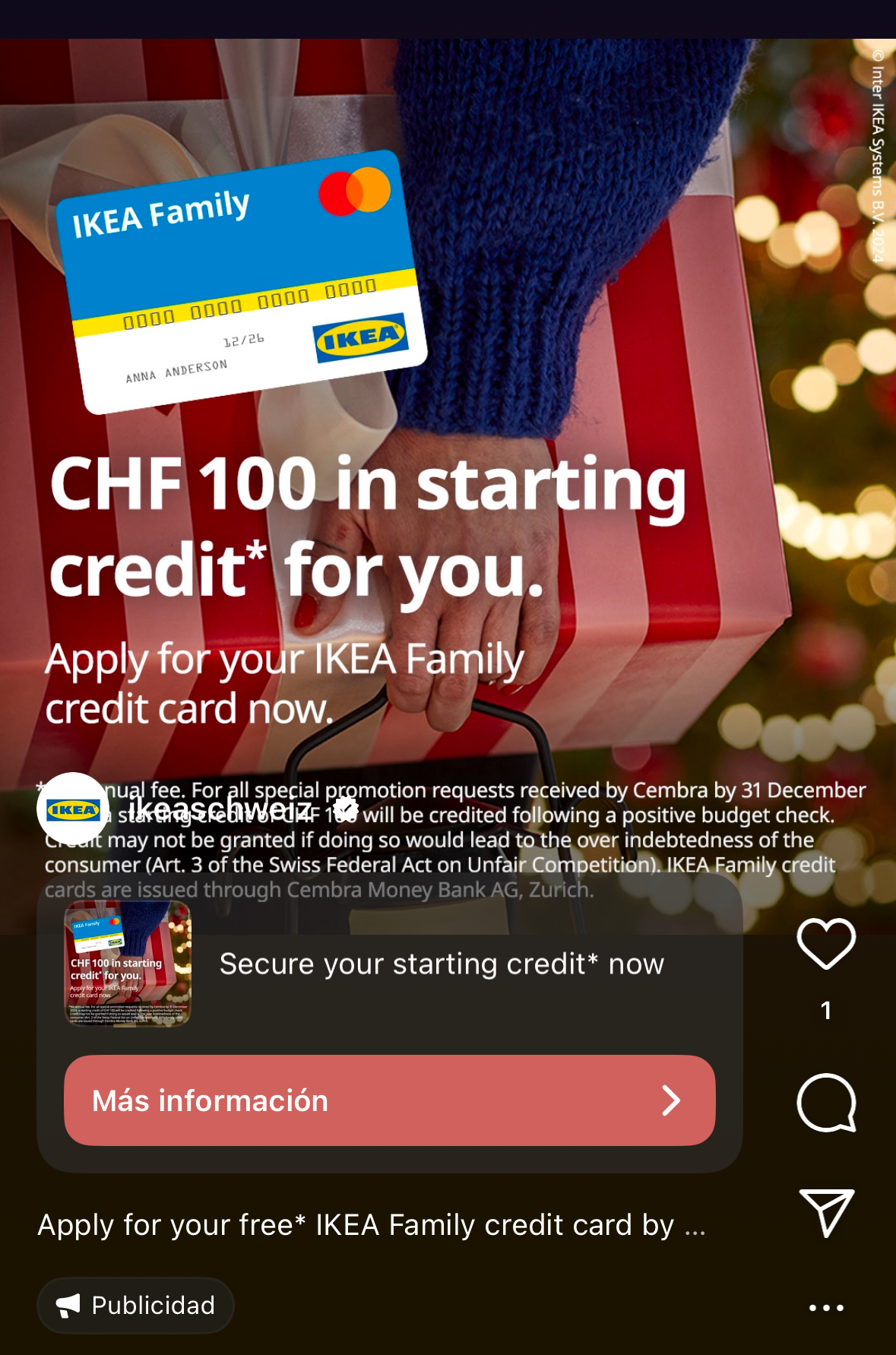 Gratis IKEA Family Kreditkarte / CHF 100.- Startbonus