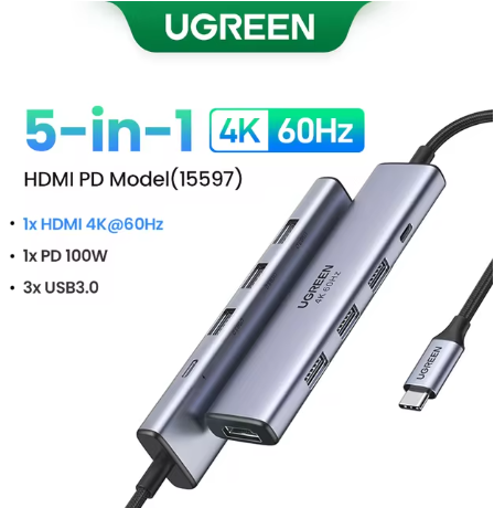 UGREEN 5-in-1 USB C Hub 4K HDMI USB HUB 100 W bei AliExpress zum Tiefpreis