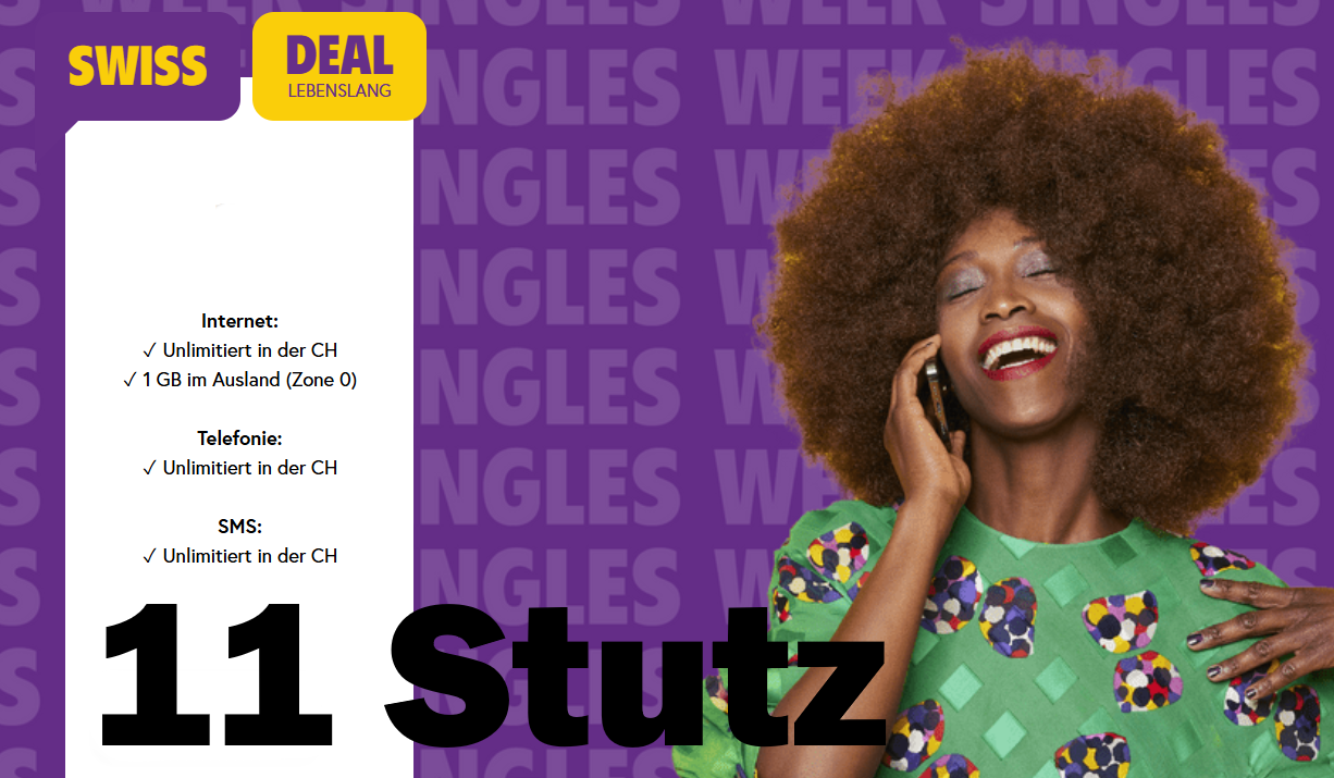 TalkTalk Swiss Deal 11 Stutz Handyabo für Schweiz Alles unlimitiert und 1 GB im Ausland (Zone 0)