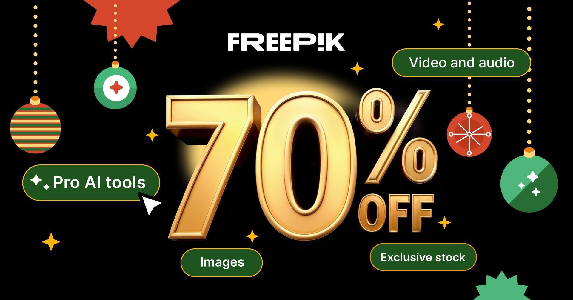 70 % Rabatt – Freepik Grafik und AI Plattform