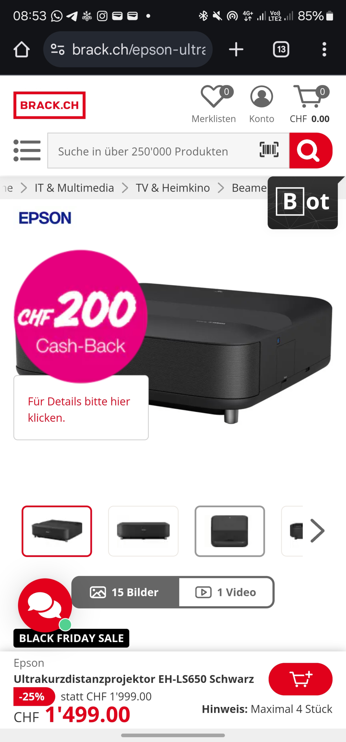 Epson EH-LS650 für effektiv CHF 1299.- zum neuen Bestpreis