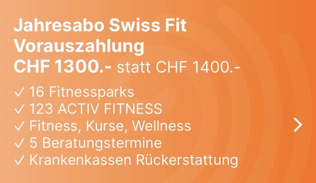 Migros Swiss fit Abo 100 CHF günstiger