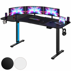 Höhenverstellbarer Schreibtisch Schwarz 160x75x118cm + Mousepad bei DeubaXXL