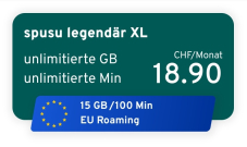 Spusu Legendär XL für 18.90/Mt. mit 15GB Roaming