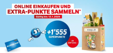 Coop Gutschein für 1555 Superpunkte ab 250.- Franken Einkaufswert im Coop Online Shop