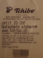 Tchibo.ch Gutschein 20CHF bis 24.11. MBW 100CHF