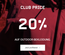 Ochsner Sport Gutschein für 20% Rabatt auf OUTDOOR-BEKLEIDUNG für Club-Mitglieder