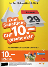 Coop Gutschein – 10.- Rabatt ab 80.- Einkauf am 29.2. & 1.3.