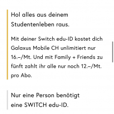 Galaxus mobile CH unlimitiert für CHF 19.-/Monat