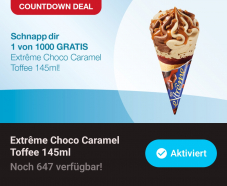 Für die Schnellsten – Gratis Extreme Choco Caramel Toffee Cornet bei k kiosk