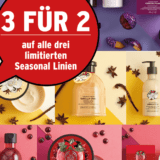 3 für 2 bei ausgewählten Produkten bei The Body Shop, z.B. 3x Frosted Plum Soap für CHF 6.- statt CHF 9.-