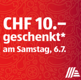 Aldi: Samstag 06.07. CHF 10.- geschenkt ab einem Einkauf von CHF 50.-