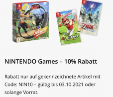 Microspot 10% Rabatt auf Nintendo Spiele