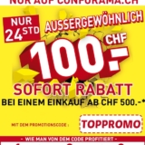 Nur heute: CHF 100.- Rabatt bei Conforama ab einem Bestellwert von CHF 500.-