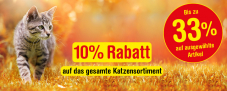 10% Rabatt auf das gesamte Katzensortiment und bis zu 33% Rabatt auf ausgewählte Artikel bei Qualipet