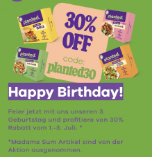 30% auf fast alles bei planted