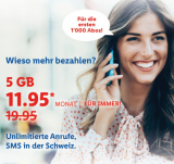 Unbegrenzt Telefonieren, SMS & 5GB für CHF 11.95