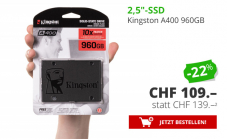 KINGSTON SSD A400, 960GB bei Daydeal für 109.- CHF