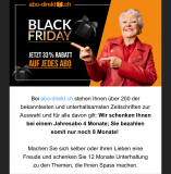 Black Friday bei abo-direkt.ch – 12 Monate profitieren zum Preis von 8