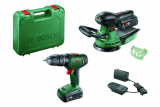 Bosch DIY Set mit Schlagbohrschrauber UniversalImpact 18V + Exzenterschleifer AdvancedOrbit 18V