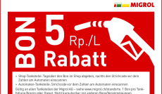 Migrol 5 Rp/L Rabatt bis 21. Januar 2025