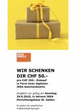 Ikea (St. Gallen) 50 Chf Gutschein pro 250 Chf Einkauf