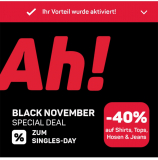 Nur heute – Ackermann Singles Day Gutschein für 40% auf Shirts, Tops, Jeans und Hosen (ohne Technik)