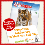 Gratis Kindercity (ZH, Volketswil) Gutschein zu jedem MiniSPICK Abo
