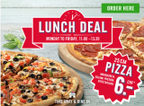 Mittags Pizza für CHF 6.- bei Dominos (Mo. – Fr.)