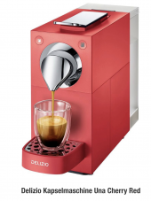 Bestpreis bei Delizio Kapselmaschine Una Cherry Red für 39.90 bei Abholung (+196 Kapseln)