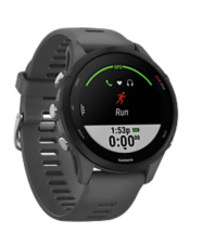 GARMIN Forerunner 255 Smartwatch (22 mm, Silikon, Schiefergrau/Schwarz) bei MediaMarkt