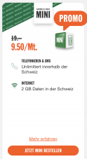 M-Budget-Mobile MINI für nur 9.50 statt 19.–