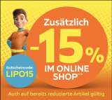 Nur Heute! Zusätzlich -15% auf alles bei LIPO