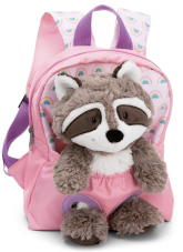 NICI Kinderrucksack rosa 2 in 1 mit Kuscheltier Waschbär bei Amazon