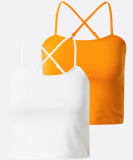 2er Set ONLY Tops mit verstellbaren Spaghettiträgern in weiss und orange für CHF 6.90 inkl. Versand (Grösse S und L)