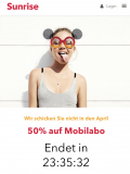 50% Rabatt Sunrise Mobileabo; noch knapp 24Stunden (diesmal ohne Altersbeschränkung)