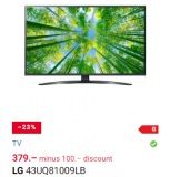 LG 43″ TV für CHF 279.- // Rabattcode «100LG22»