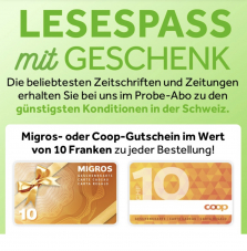 Qualitätstitel.ch: CHF 10.- Migros- oder Coop-Gutschein zu jeder Bestellung