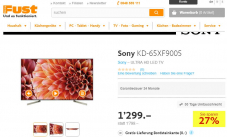 Fernseher SONY KD-XF9005 65″ LED (Modell 2018) – bis Sonntag 7.4. im FUST