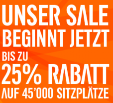 Sale bei easyjet, bis zu 25% Rabatt