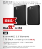 2x WD Elements 1TB für CHF 99.80 bei Interdiscount