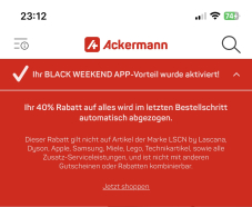 Ackermann Gutschein für 40 % Rabatt in der App (exkl. LEGO, Technikartikel)