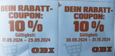 Obi Gutschein für 10% Rabatt ohne Mindestbestellwert